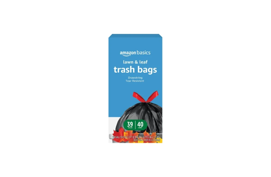 Amazon Basics Lawn & Leaf Drawstring Trash Bags, 39 Gallon, 40 Count