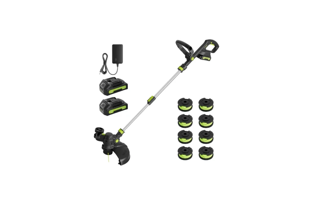 20V Cordless String Trimmer, Two 2.0Ah Battery Powered with Fast Charger