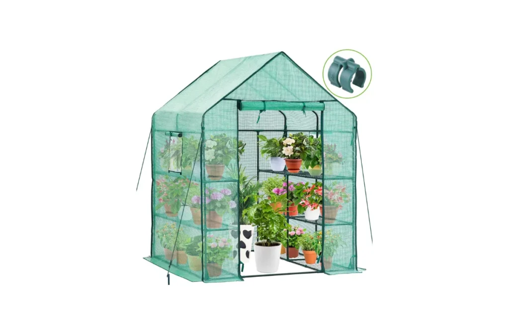 2. Ohuhu Walk-In Greenhouse with Screen Windows (57"x57"x76")