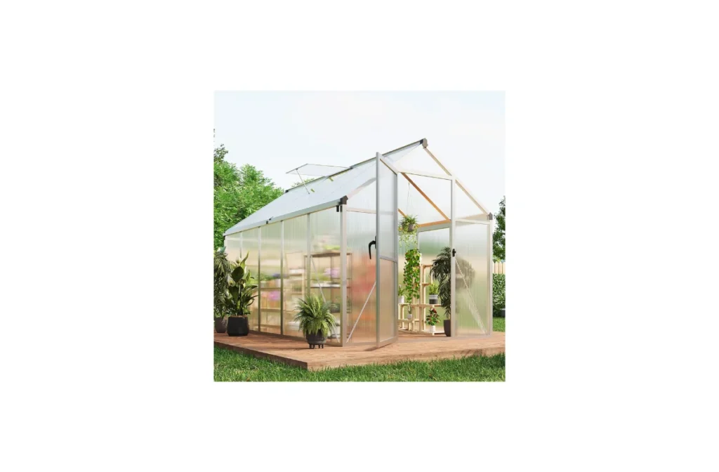 1. 6x10 FT Greenhouse for Outdoors, Polycarbonate Greenhouse (Silver)