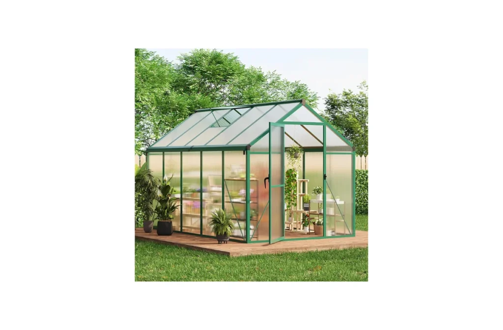 2. 6x10 FT Greenhouse for Outdoors, Polycarbonate Greenhouse (Green)