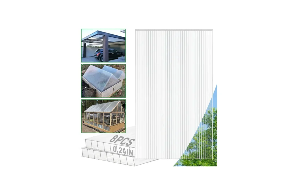 3. 8 Pack Polycarbonate Greenhouse Panels – 8' x 4' x 0.24"