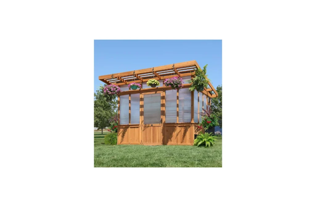 5. Backyard Discovery Poppy 11' x 7' Cedar Wood and Polycarbonate Walk-In Greenhouse Kit