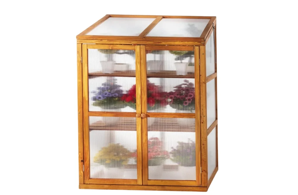 IDZO Fir Wood Cold Frame Greenhouse for Outdoors – 2-Tier Greenhouse Cabinet