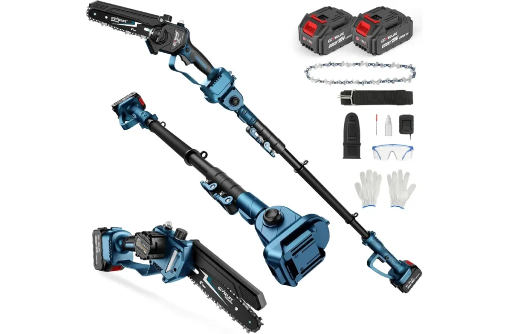 2-in-1 Electric Pole Saw, Cordless Pole Saw & 6 Inch Brushless Mini Chainsaw