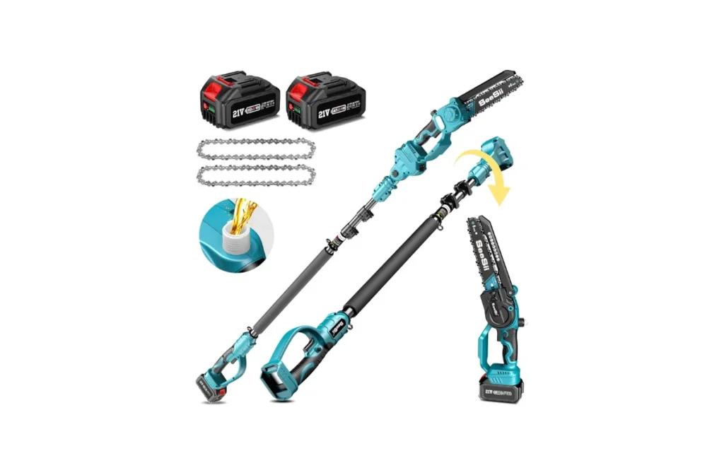 Seesii 2-in-1 Cordless 8 Inch Pole Saw & Mini Chainsaw (PS800)