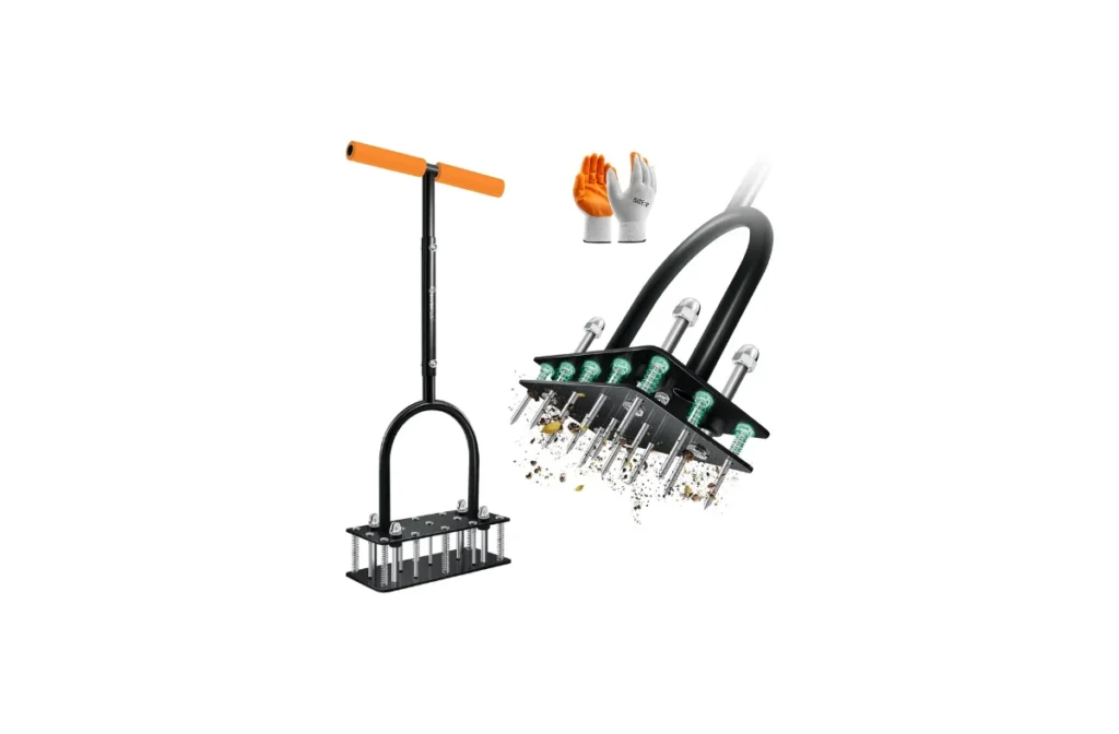 4. Manual Metal Spike Aerator with Spring Base & Dirt Cleaner
