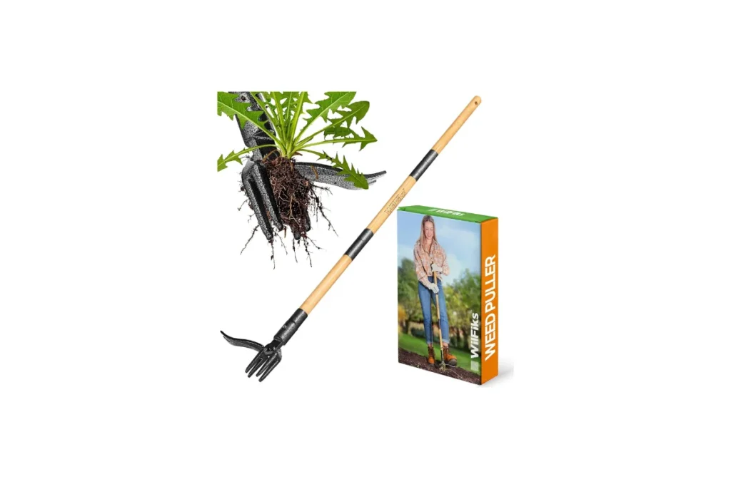 3. Heavy Duty Bamboo & Steel Weed Puller Tool