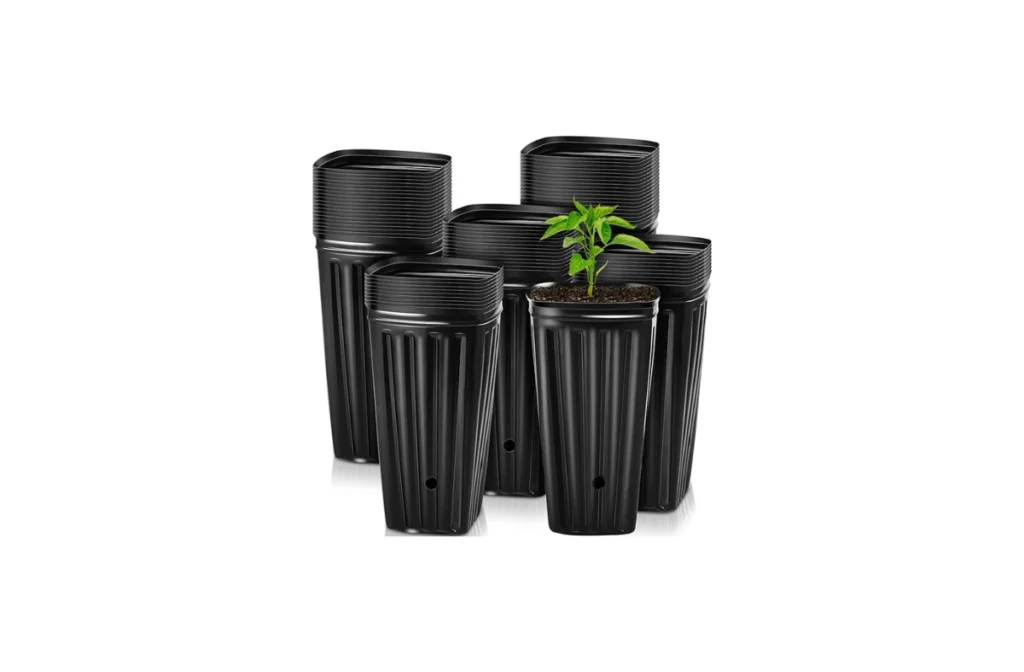 RunNico 50pcs Plastic Deep Plant Nursery Pots (11.8” Tall)