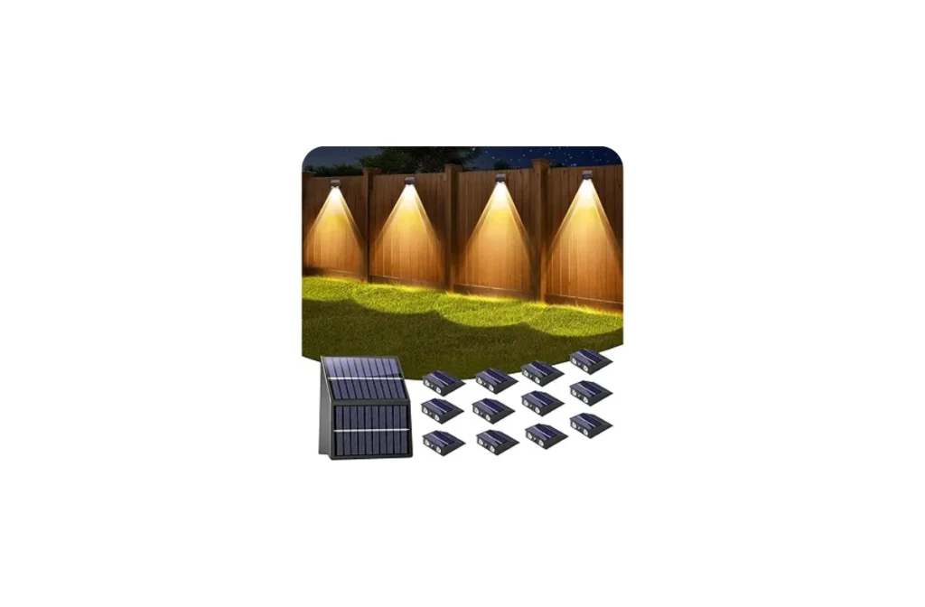 Solar Fence Lights Outdoor  Dual Solar Panels, Longer Runtime (12 Pack)