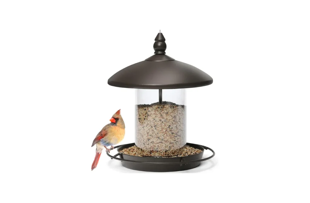 1. Metal Roof Bird Feeder – Chew Proof for Outdoor Hanging Wild Bird Seeds (Bronze)