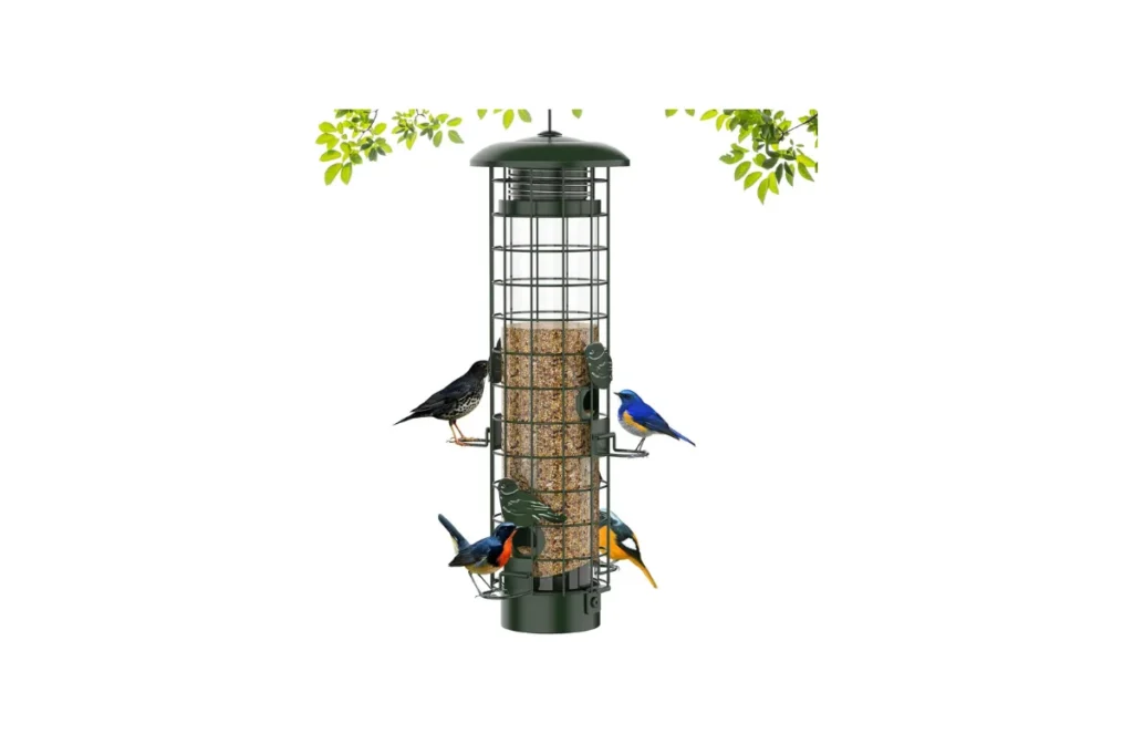 4. Squirrel Proof Bird Feeder – Metal Mesh with Gravity Protection (Green)