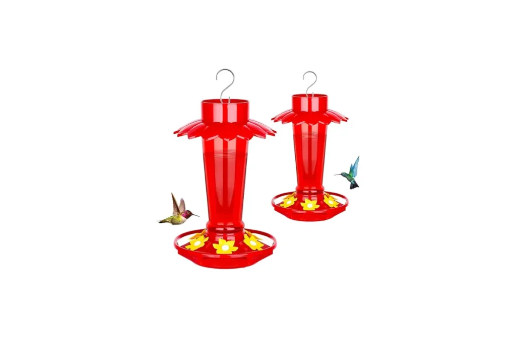 2. Plastic Hummingbird Feeders for Outdoors Hanging – 2 Pack 10 oz