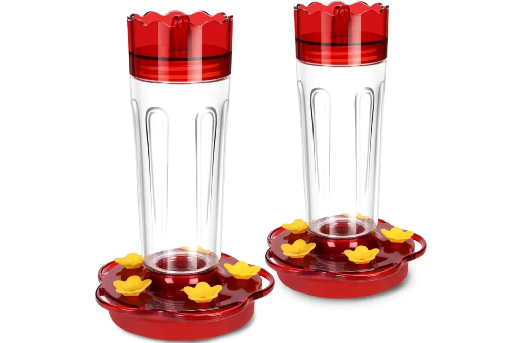 1. Plastic Hummingbird Feeders for Outdoors Hanging Ant and Bee Proof – 2 Pack 15 oz
