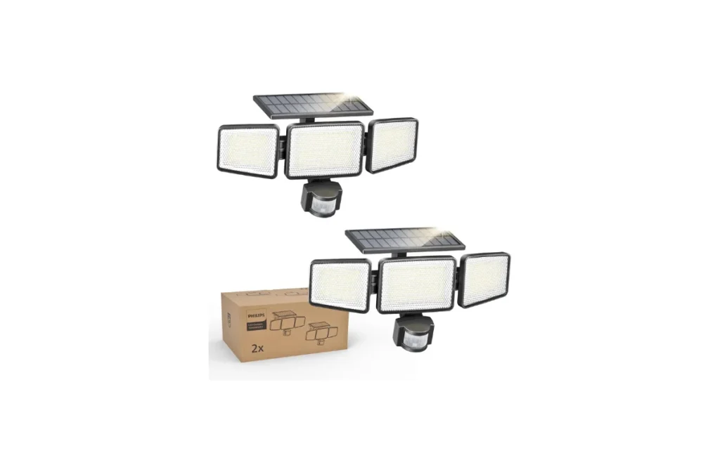 4. Philips Solar Security Light Outdoor – 302 LEDs (2-Pack)