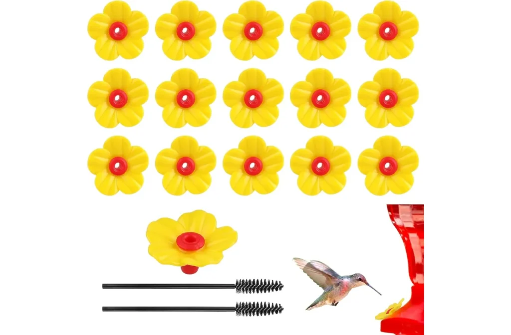 1. 16 Pieces Hummingbird Feeders Replacement Flowers – Yellow Petal Set with Brushes & Bee Guards