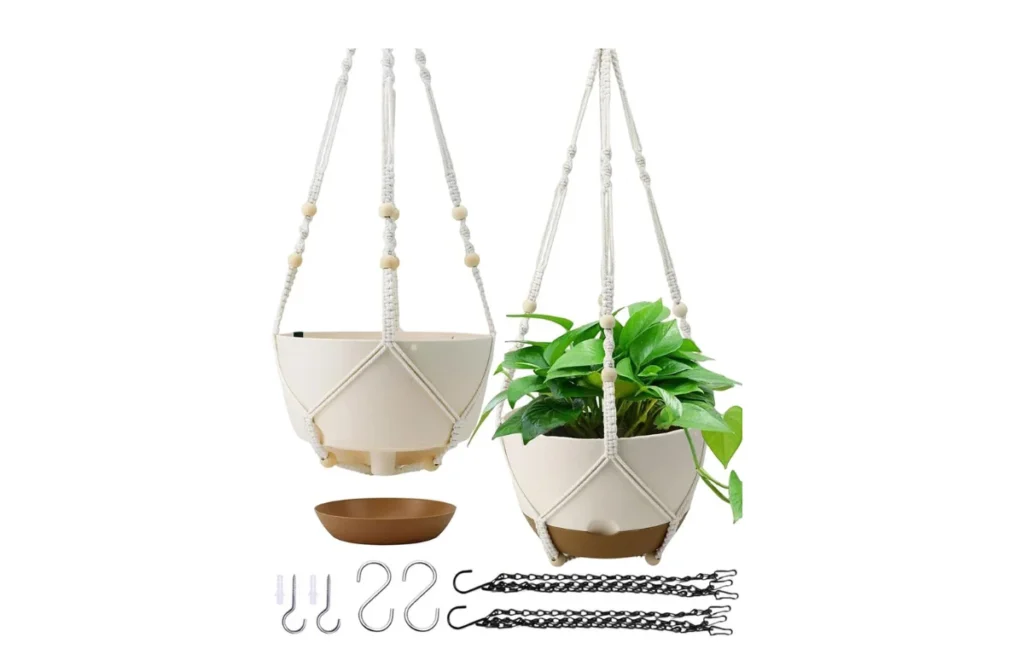 2. Hanging Planter Self Watering 10 Inch – 2 Pack (Cream)