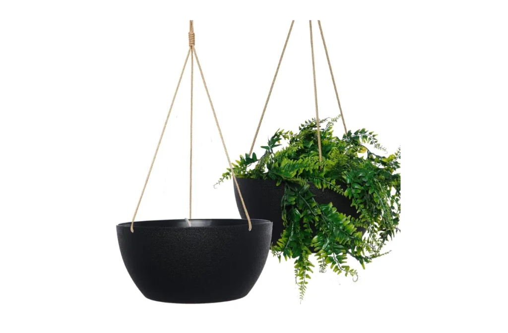 3. 13 Inch Large Hanging Planters – 2 Pack (Black)