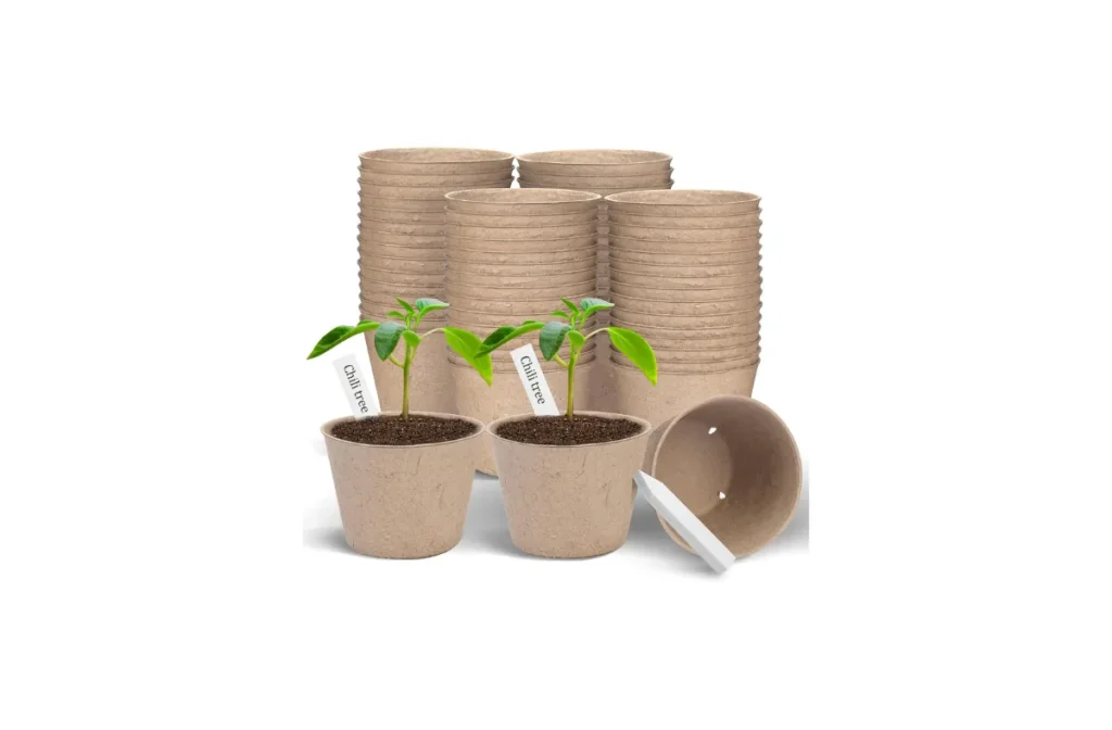 3. Peat Pots, 60 Pack Round Nursery Pots with Drainage Holes + 30 Plant Labels