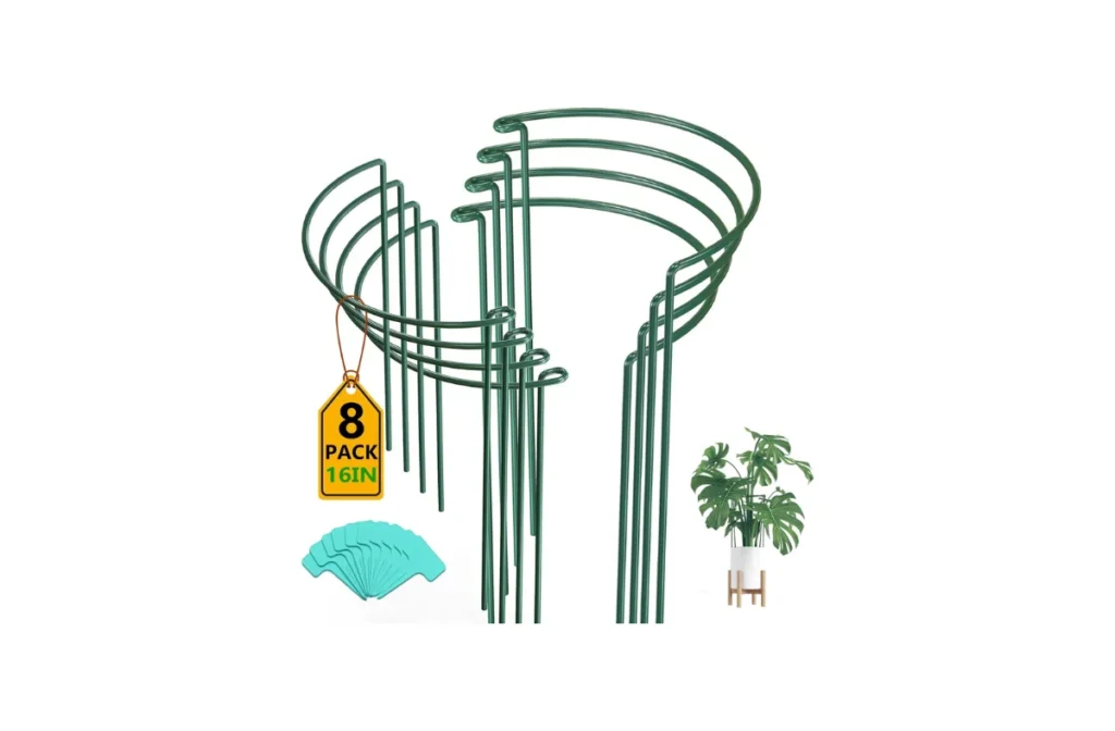 4. Breeze Touch 8 Pack Plant Support Stakes – 16 Inch Peony Cages