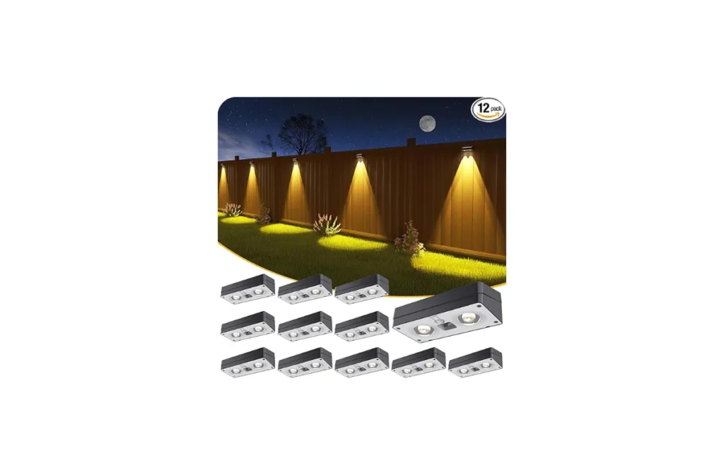 Solar Fence Lights 12 Pack  50 Lumens, 12 Modes RGB