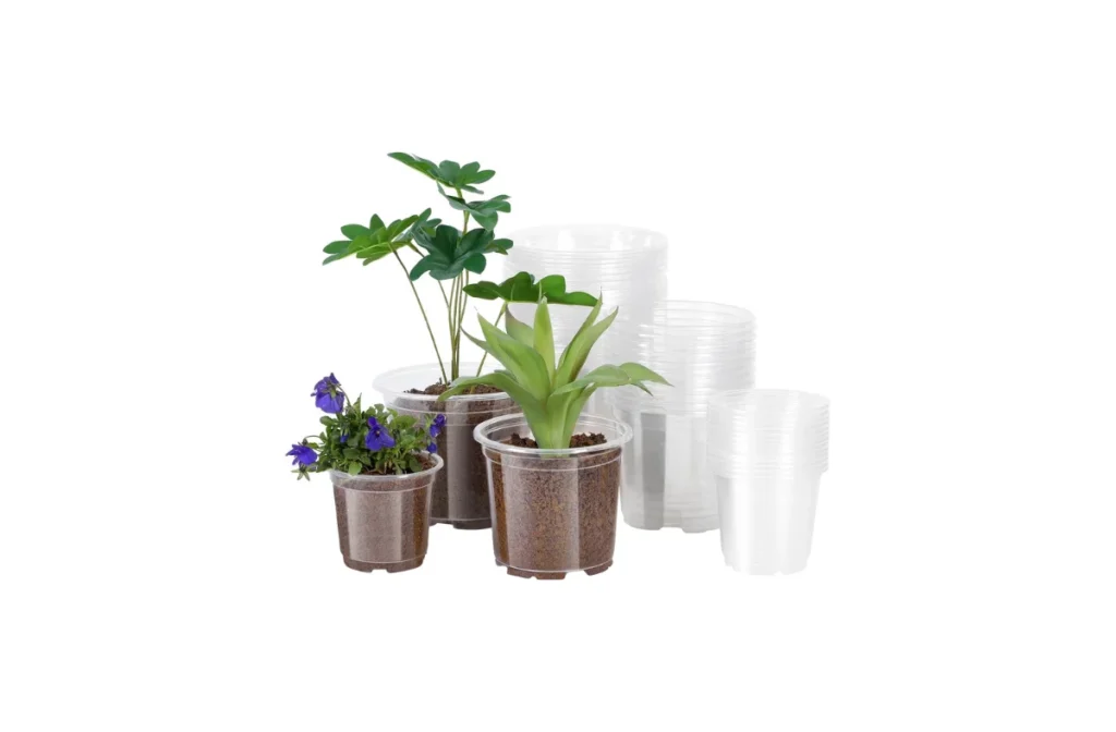 1. JERIA 30 Pack 6/5/4 Inch Clear Nursery Pots with Drainage Holes