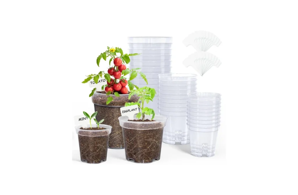 4. homenote Clear Nursery Pots – 30 Pack with Labels (3/4/5 Inch)