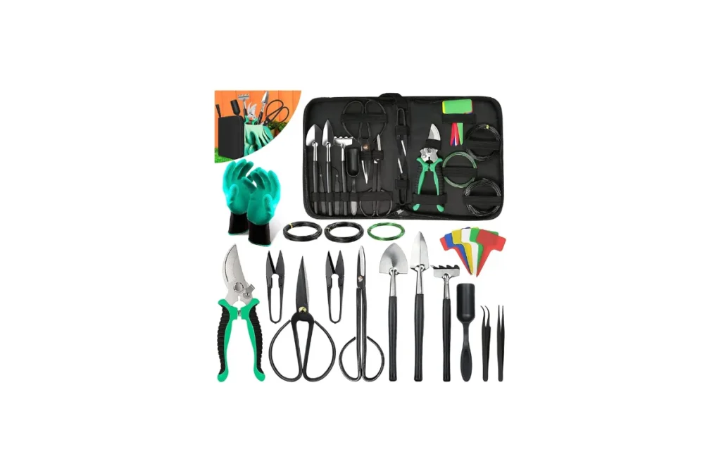 24 PCS Bonsai Tools Kit for Beginners with PU Leather Bag