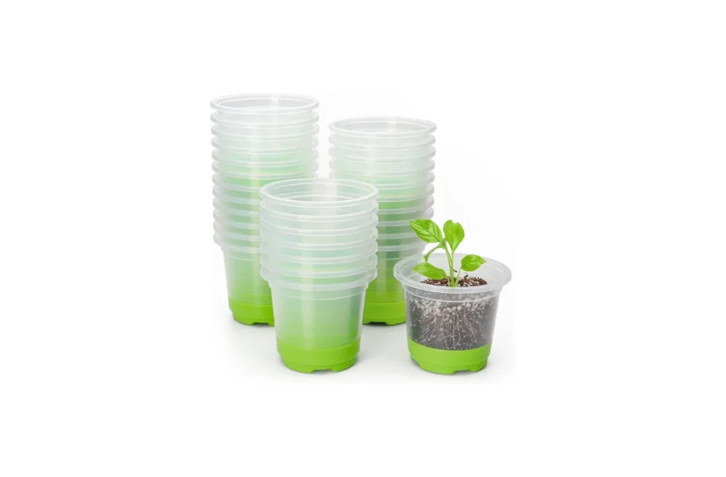 3. MIXC 30 Packs 4" Reinforced Clear Nursery Pots with Silicone Base