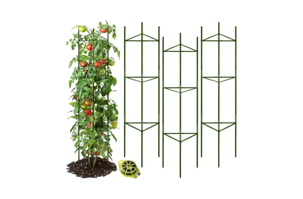4. GROWNEER 3 Pack Tomato Cages – 51 Inches with Twist Ties